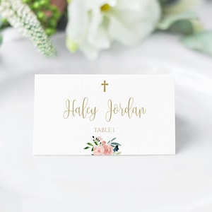 Baptism Place Cards, Christening Place Cards, First Communion Cards, Baptism Decoration, Wedding Place Cards, Instant Download, Print, 8056