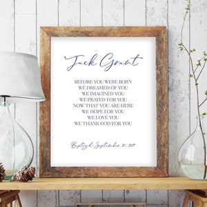 Baptism Gift For Boy, Baptism Printable Sign, Personalized Baptism Gift, Christening Boy Decoration, Gift For Baby Boy,Christening Gift 8010