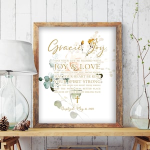Baptism Blessed Sign, Girl Christening Gift From Godmother, Baptism Message Sign, New Baby Gift, Personalized Art, Dedication Gift, 8120_3