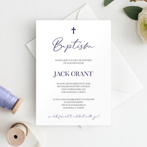 Modern Baptism Invitation Template, Minimalist Baptism Invitation, Baptism Invitation Instant Download, Simple Baptism, Boy Baptism, 8010
