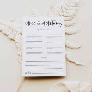 Modèle de conseils et de prédictions pour bébé, carte de conseils pour bébé, jeux de douche de bébé imprimables, jeu de douche de bébé minimaliste, genre neutre, 8096