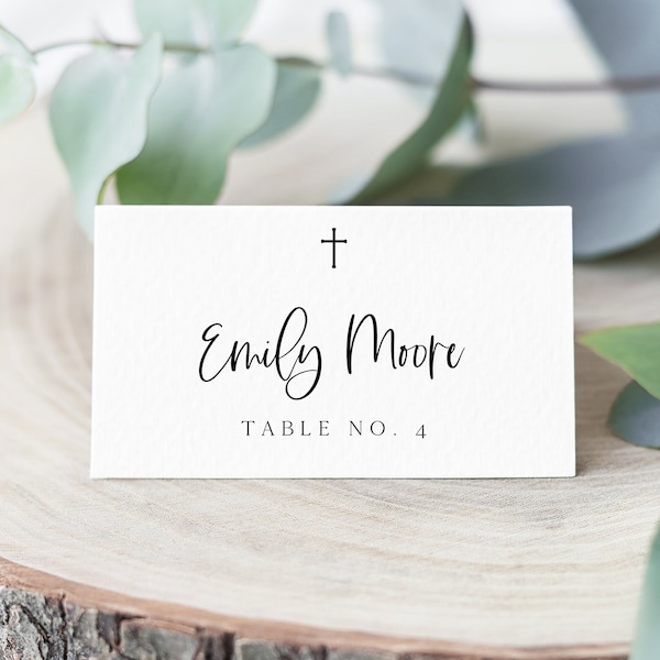Baptism Place Cards, Christening Place Cards, First Communion Cards, Baptism Decoration, Wedding Place Cards, Instant Download, 8096