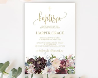 Baptism Invitation Girl, Baptism Invitation Template, Baptism Invite Girl, Baptism Invitation Template, Instant Download, Printable, 8066