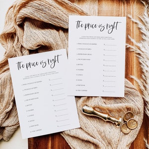 Guess the Price Baby Shower Game Printable Template, The Price is Right Baby Shower Game, Baby Shower Games, Minimalist Baby Shower, 8096