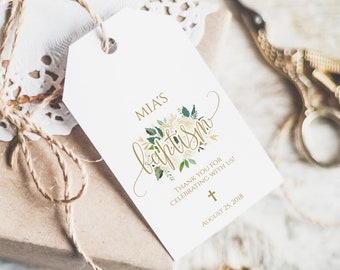 Baptism Favor Tags Template, Printable Baptism Favor Tags, Personalized Baptism Favor Tag, First Communion Tags, Baptism Decoration, 8003