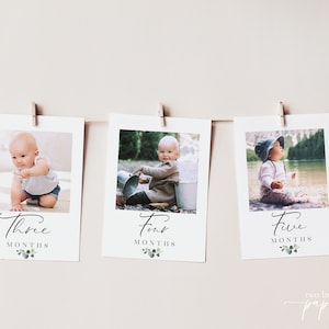 First Birthday Photo Banner, DIY Photo Banner, Photo Banner First Birthday, Monthly Milestone Photo Cards, First Birthday Party Decor, 8025