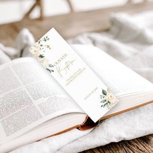 Girl Baptism Bookmarks, Baptism Bookmark Favors, Baptism Bookmark With Photo, Personalized bookmark, Christening Bookmark, Communion, 8012