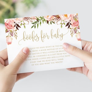 Boeken voor babyuitnodiging, boekaanvraag babyshower, boekaanvraagkaart, babyboekaanvraagkaart invoegen Templett, breng een boek mee, 8000