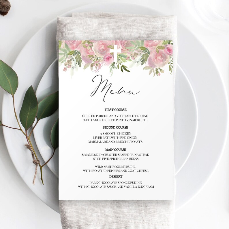 Baptism Menu Christening Menu First Communion Menu Menu Etsy