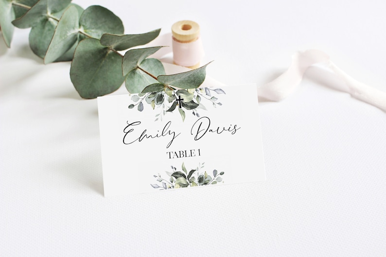Baptism Place Cards Baptism Decoration Place Card Template Etsy