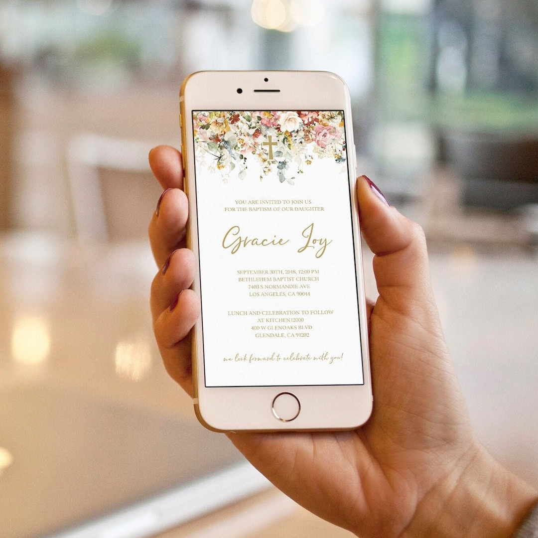 Electronic Baptism Invitation Template Digital Christening Etsy