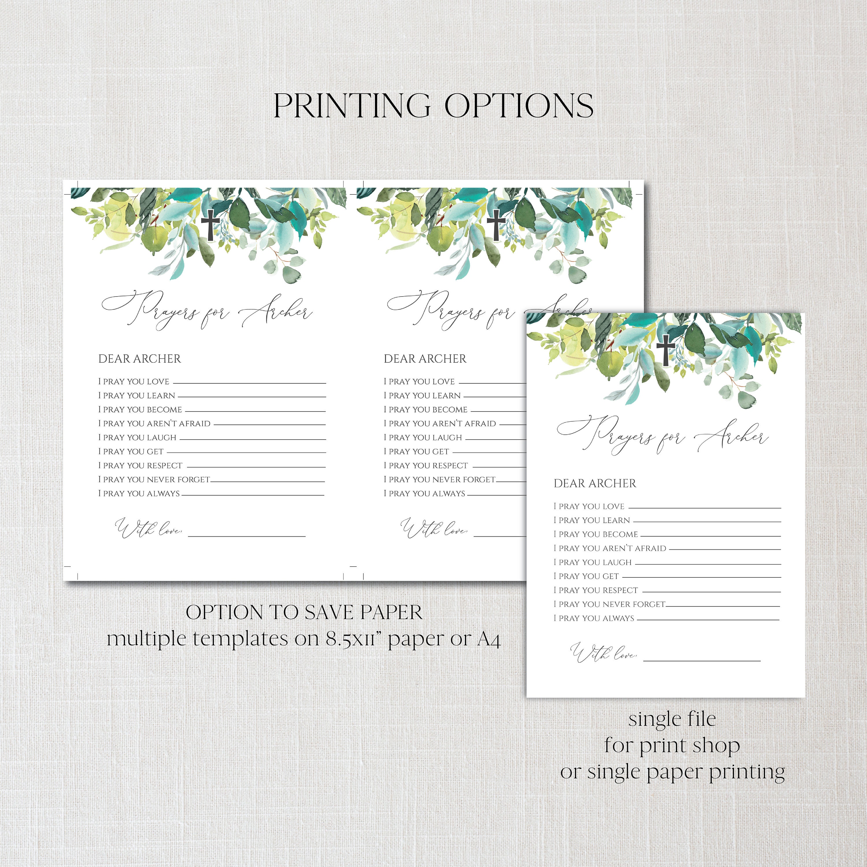 Prayers for Baby Printable Baptism Prayer Card Printable | Etsy