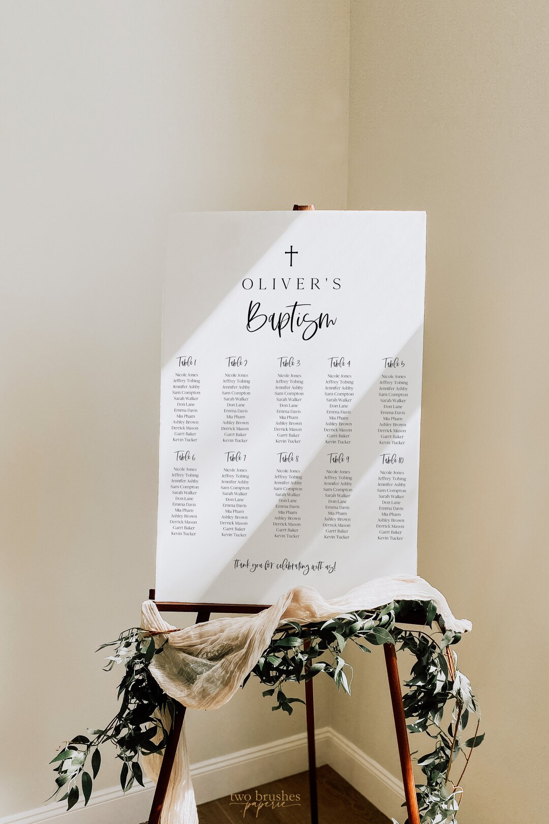 Baptism Seating Chart Template, DIY Seating Chart, Editable Seating ...