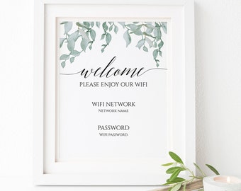 Wifi Password Sign Template, Wifi Password Banners, Internet Passwords Sign, Printable Wifi Sign, Guest Wifi Sign, Wifi Print Guest  0086