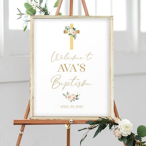 Christening Decoration Girl, Baptism Decorations, Baptism Welcome Sign, Baptism Party Decorations, Baptism Banner, Printable Baptism, 8008