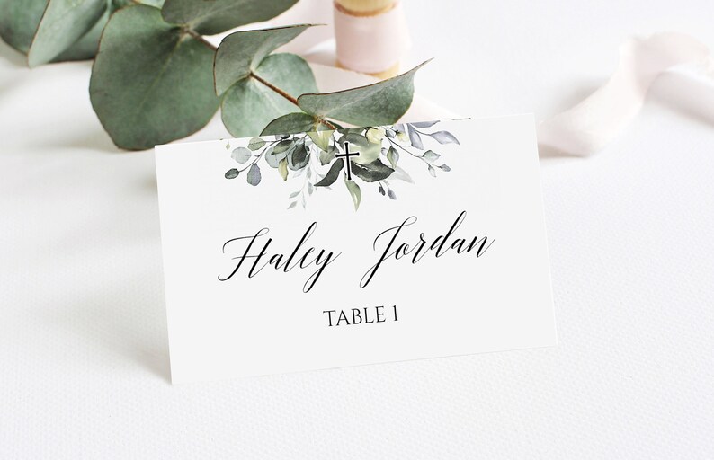 Baptism Place Cards Baptism Decoration Place Card Template Etsy