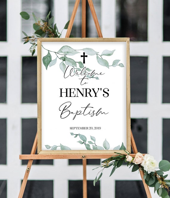 Baptism Welcome Sign Boy Baby Boy Baptism Baptism Party Etsy