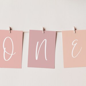 Primera niña de banner de cumpleaños, plantilla imprimible de banner de cumpleaños, decoraciones de primer cumpleaños de niña, decoración de cumpleaños boho, cumpleaños de rubor, 8096