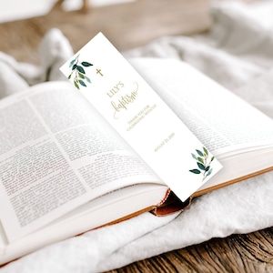Baptism Favor, First Communion Favor, Baptism Bookmark Template, Personalized Baptism Favors, Christening Favors, Prayer Cards, Bible, 8002