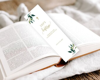 Baptism Favor, First Communion Favor, Baptism Bookmark Template, Personalized Baptism Favors, Christening Favors, Prayer Cards, Bible, 8002