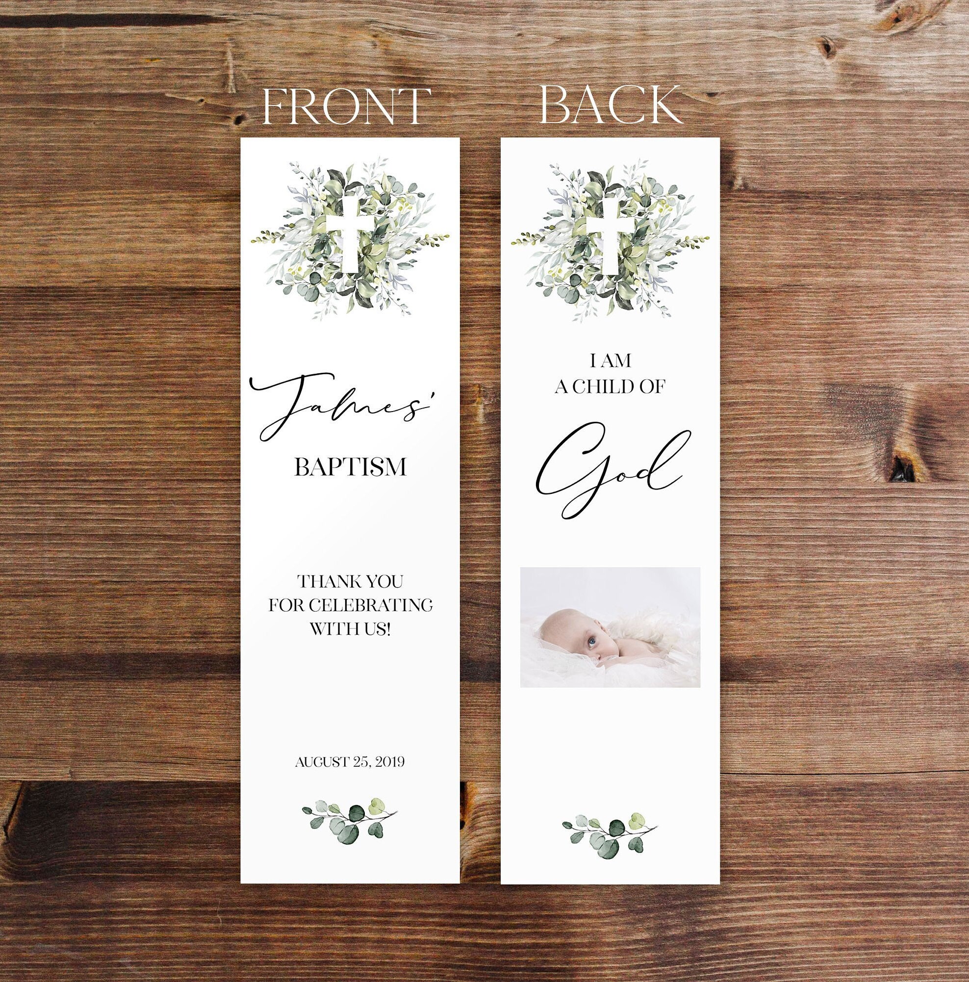 Baptism Bookmark Template Baptism Favor First Communion | Etsy