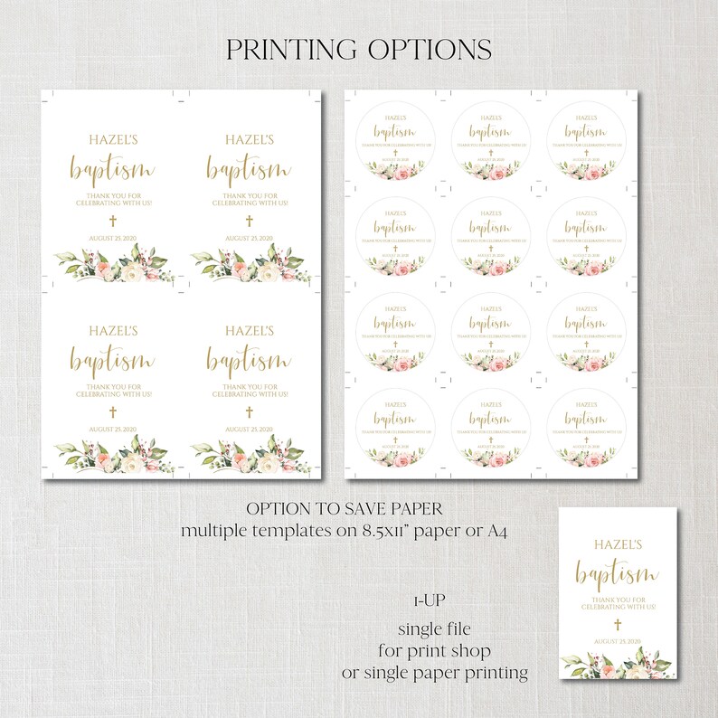 Round Favor Tags Template Printable Baptism Favor Tags First | Etsy