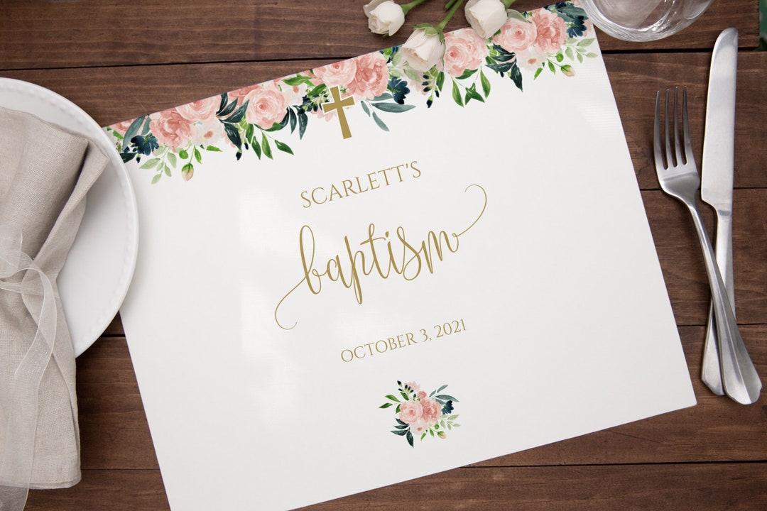 Editable Paper Placemat Template, Paper Placemats Personalized, Baptism