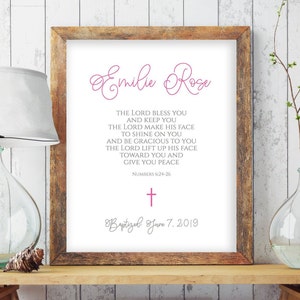 Baptism Gift Girl, Baby Girl Baptism, Printable Baptism, May the Lord Bless You And Keep You, Personalized Baptism, Christening Gift  8044