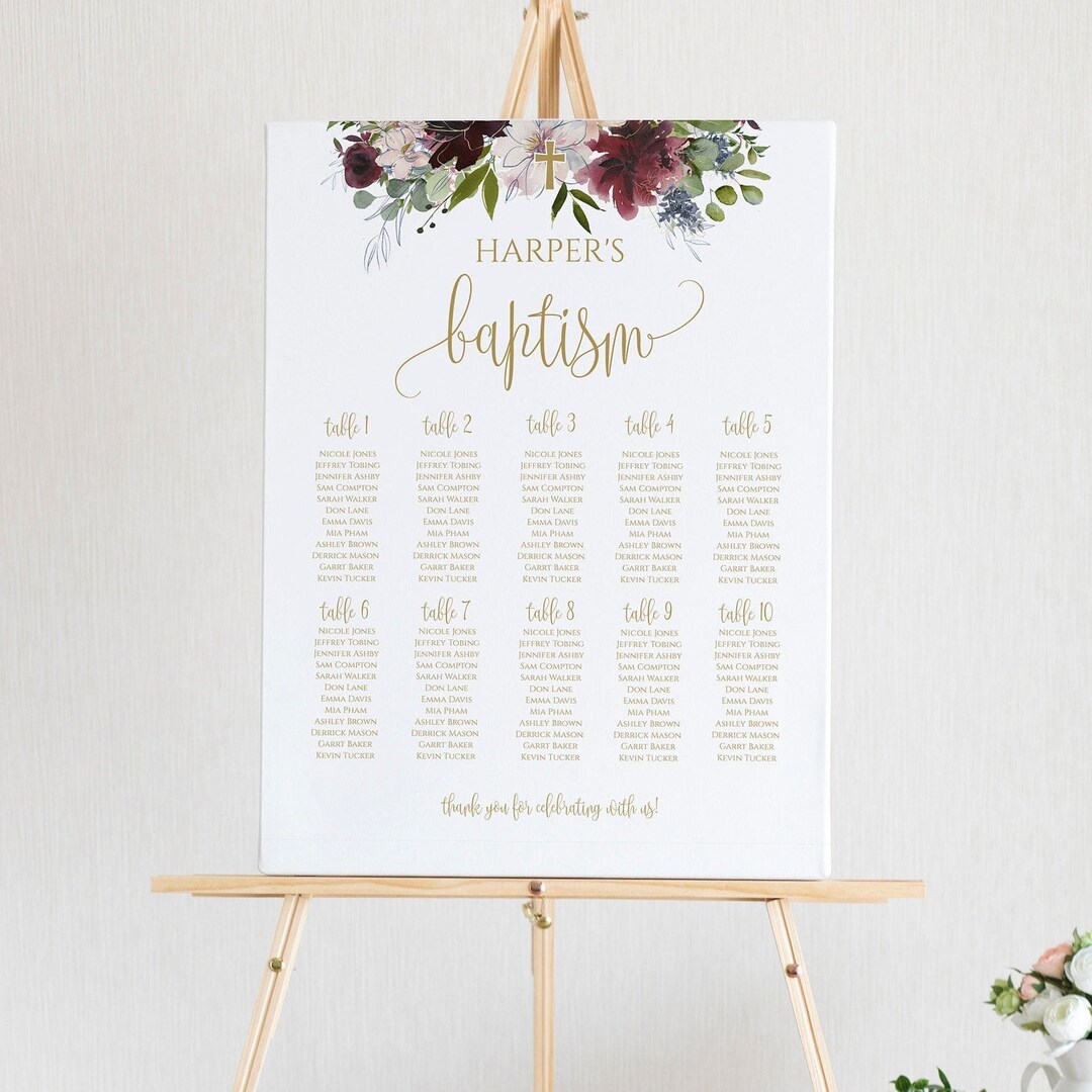 Baptism Seating Chart Template, Seating Chart Baptism Printable ...