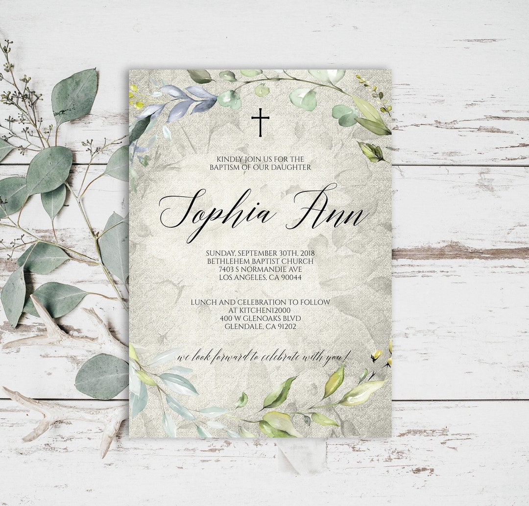 Editable Baptism Invitation Personalised Christening Invite Etsy