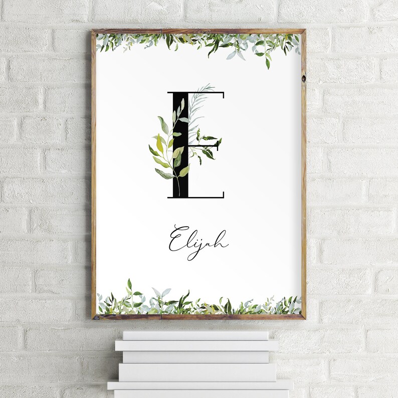 Monogram Printable Sign Kids Room Decor Baptism Gift For | Etsy