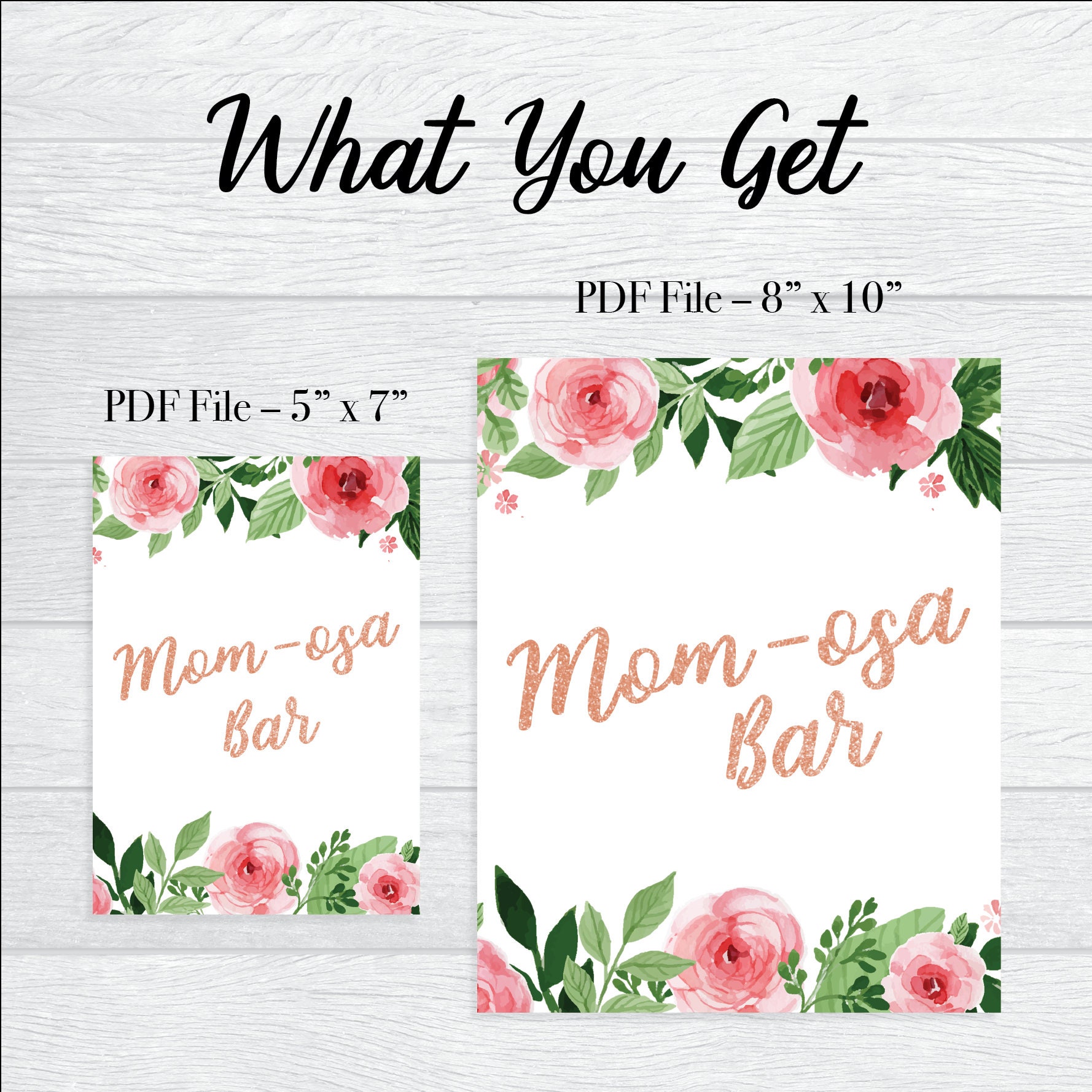 Rose Gold Momosa Bar Sign, Momosa Sign, Mimosa Bar, Momosa Printable ...