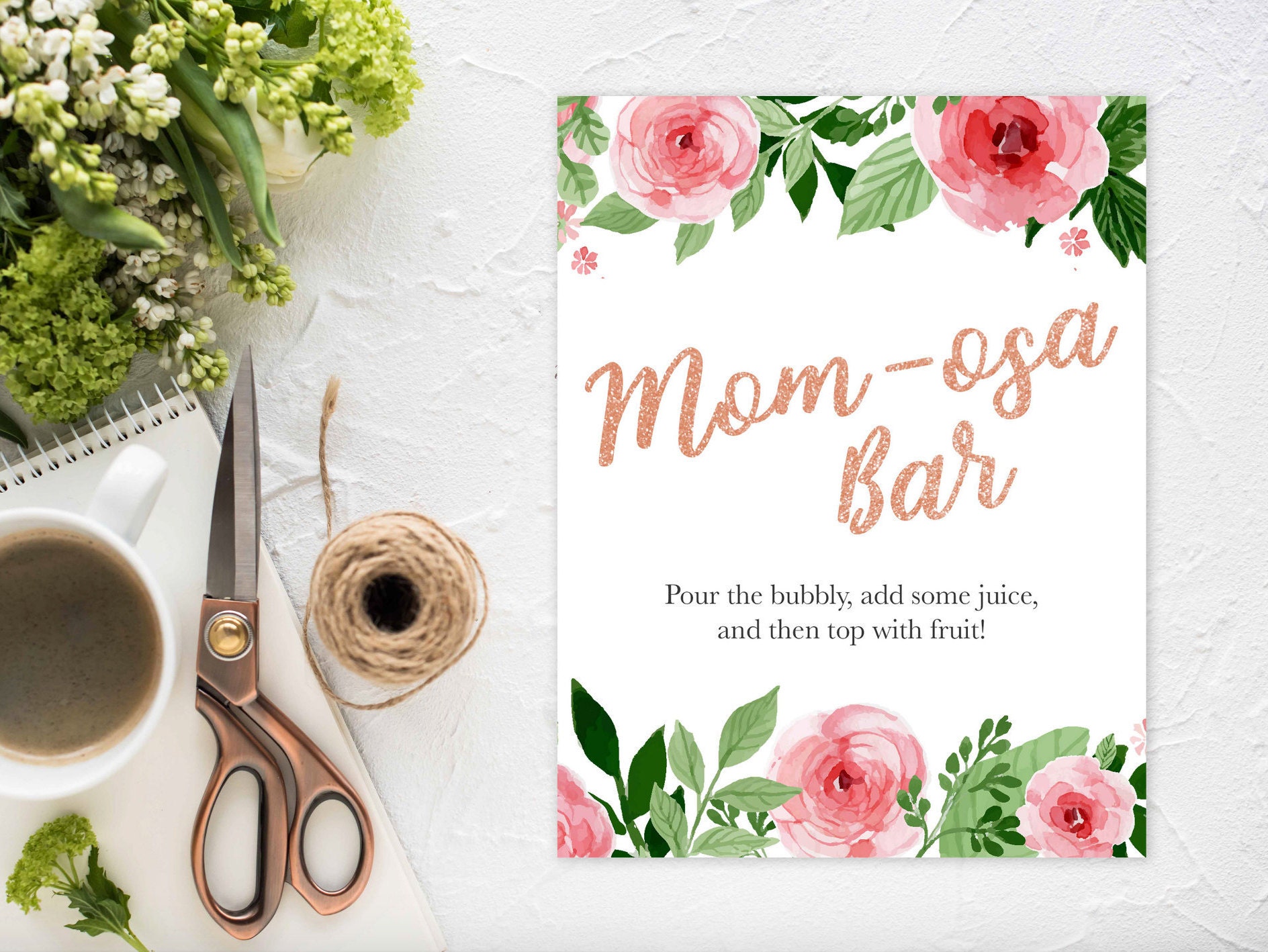 Rose Gold Momosa Bar Sign, Momosa Sign, Mimosa Bar, Momosa Printable ...