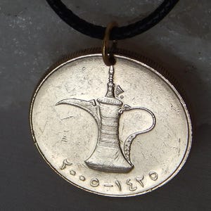 24K Vergoldete Arabische Arabische Dirham Münze Anhänger Halskette Dallah Coffee Pot #483