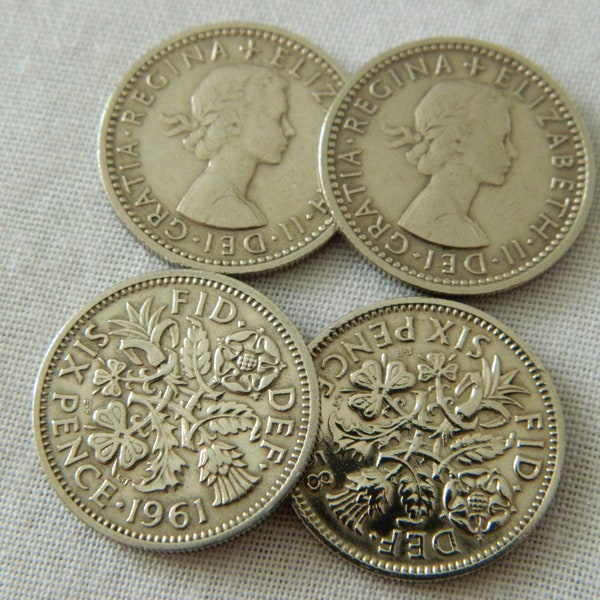 Lucky Wedding Sixpence Coin for Brides, Wedding Gift, English Rose, Irish Shamrock, Scottish Thistle, Welsh Leek