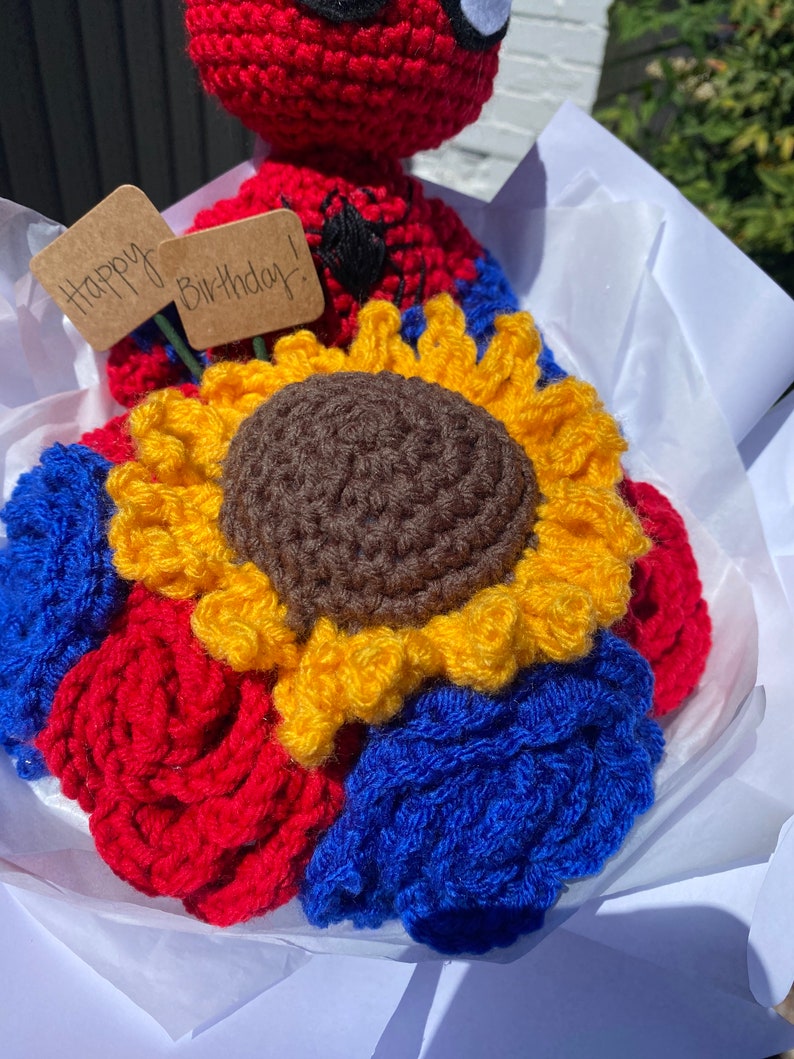 Marvel's Spiderman Crochet Sunflower Bouquet Etsy