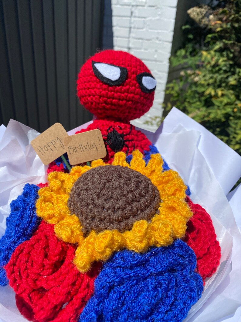 Marvel's Spiderman Crochet Sunflower Bouquet Etsy