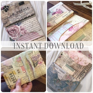 Afdrukbare digitale map grote gevouwen enveloppen / accordeonfolio, shabby, junk journal paper kit / Instant download / By Boho Love / No.100