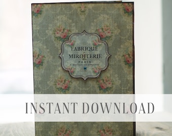 Printable shabby roses folio/ digital journal folder, envelopes & cards / Vintage, Ephemera, scrapbooking / By Boho Love 0024