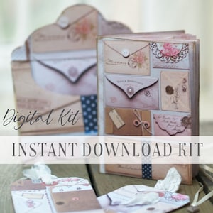 Kit de diário para download digital de cartas velhas e surradas para impressão / envelope estilo fólio vintage / Por Boho Love / nº 063