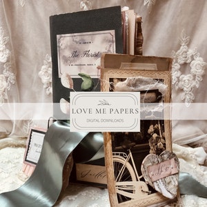 Slim Tall Junk Journal afdrukbare papieren digitale Kit / DIY-boekpagina's / Le Jardin Green door Boho Love / nr. 188