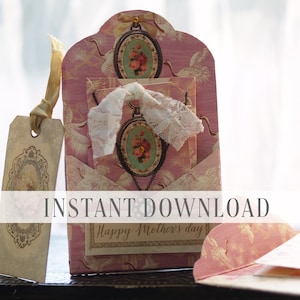 Pinker Flamingo digital Kit / Ephemera DIY Cluster Tag Folio, Journaling / Shabby, Chic / Sofort download / Von Boho Love / no.104