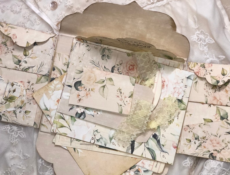 Shabby Pink Roses Printable Folio Junk Journal Wallet / - Etsy