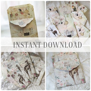 Printable Christmas folio folder / seasonal wallet journal / shabby digital kit / Instant download / By Boho Love /068