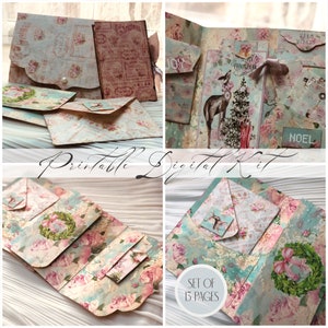 Weihnachtliches Trio Bastelset / DIY Bastelset / shabby, Urlaub Ephemera, Vintage / Von Boho Love no.160