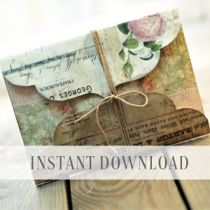 Journal Portemonnaie / digitales Vintage Kit zum Ausdrucken / French, Shabby, DIY Buch / zum Ausdrucken / ByBohoLove / 083