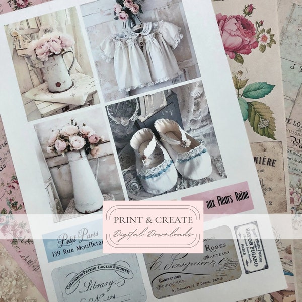 La Boutique de Fleurs Junk Journal Printable Papers Digital Kit /  DIY Book Pages / By Boho Love / No. 193