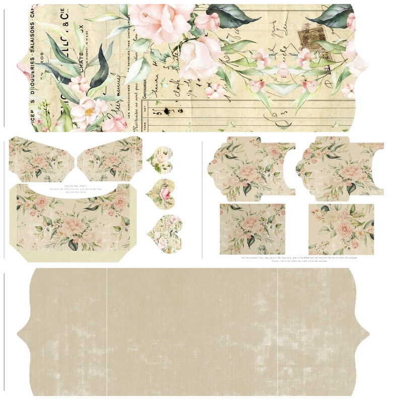 Shabby Pink Roses Printable Folio Junk Journal Wallet / - Etsy