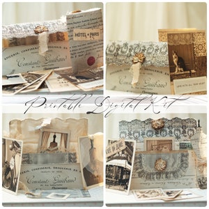 Fotografias francesas vintage / Coisas efêmeras para impressão em diário de lixo / Kit digital de molduras vintage / Download instantâneo / Por Boho Love / no. 116