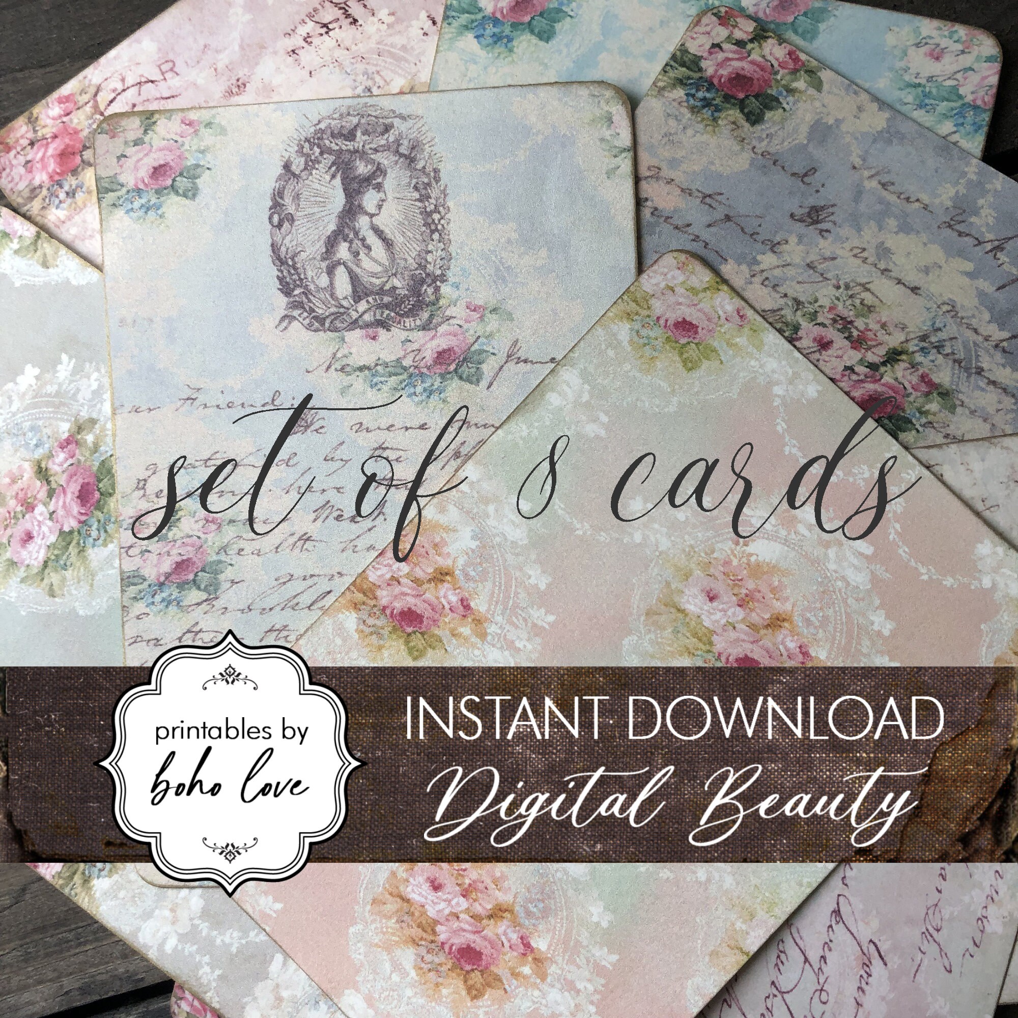 Printable Vintage Journal Cards / Shabby, Chic, Roses, Victorian ...